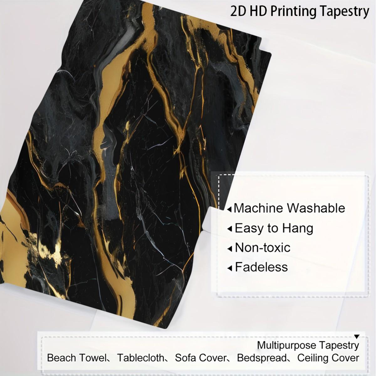 Marble Tapestry Wall Hanging, Gold Foil Vein Abstract Art Wall Tapestry, Luxury Modern Aesthetic Tapestry for Bedroom Living Room Dorm Home Decor