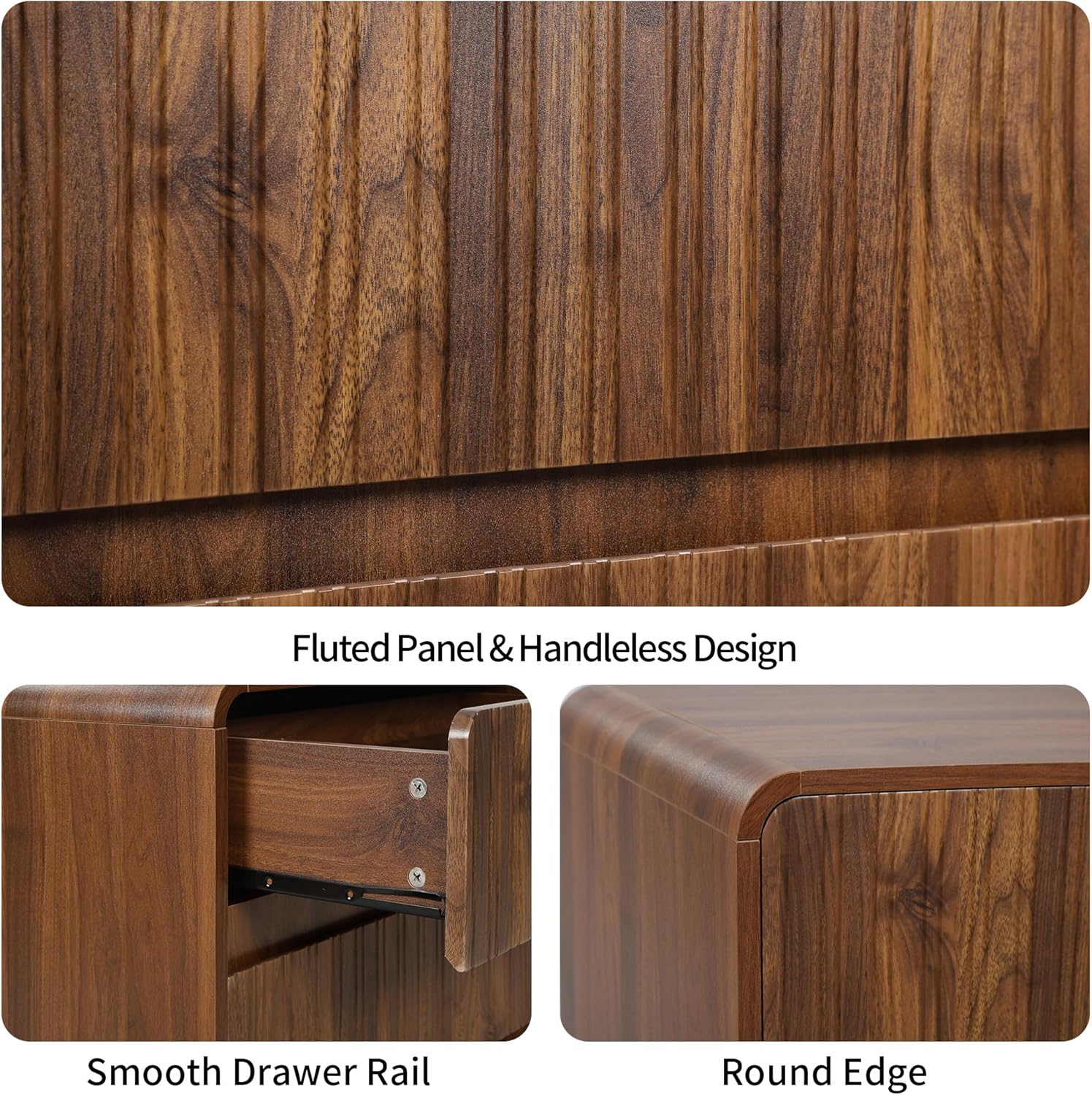 Giratree Mid Century Modern 2-Drawer Dresser, Small Nightstand, Curved Wood Side Table, Bedroom, Living Room, Hallway, Entryway