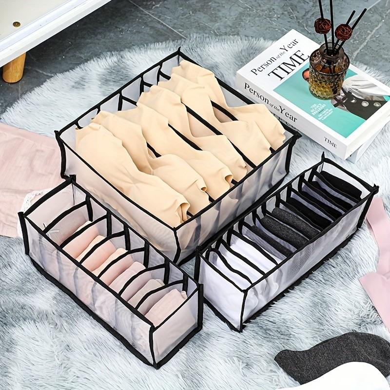 1Pc Foldable Grid Drawer Storage Box-multifunctional Breathable Underwear and Socks Storage Box, Multi-compartment Design, Space-saving Wardrobe Finishing Artifact, Ladies Fashion Accessories Clothing Storage Box
