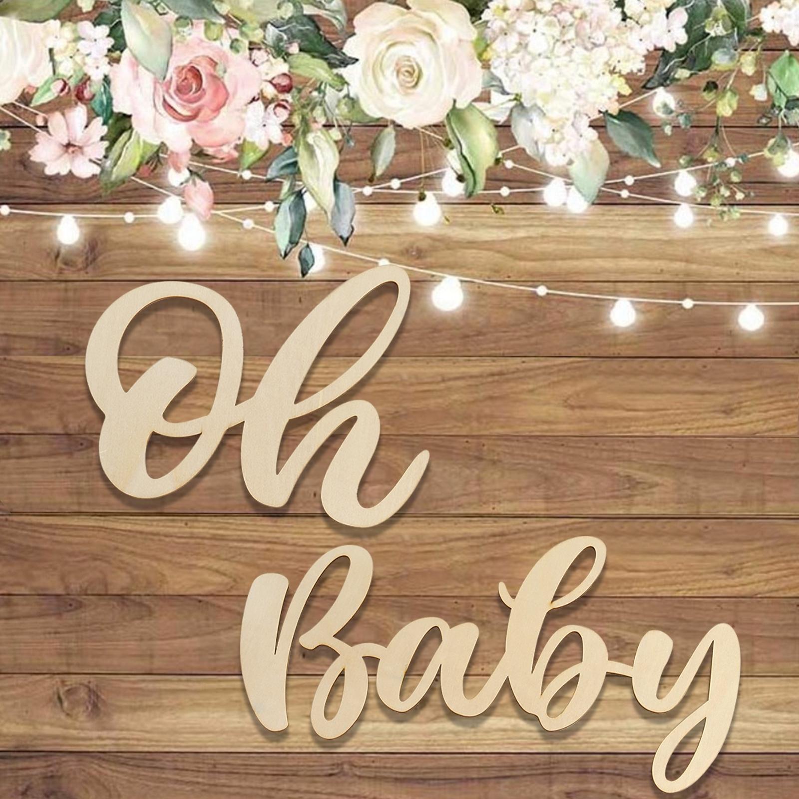 1Set, Oh Baby Wooden Decoration Wall Sticker, Wedding Party Decoraion, Baby Shower Birthday Party Decor, Boy Girl Gender Reveal Party Wall Sign Supplies, Gender Reveal Party Decoration Welcome Baby Birthday Party Supplies Wall Sticker