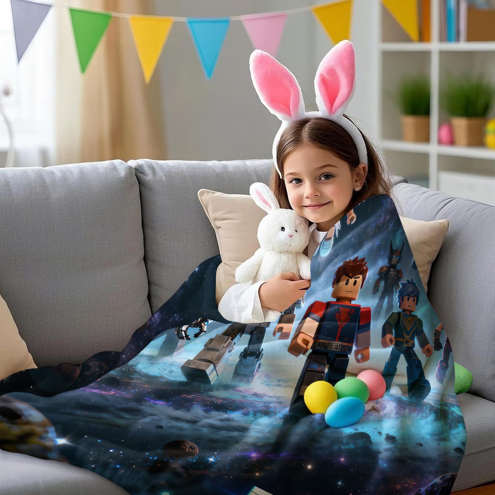 Roblox Printed Pattern Blanket, Suitable For All Seasons, Suitable For Beds, Sofas, Cars, Room Decorations, And Gifts, Suitable As a Gift For Children And Teenagers, a Single-Sided Printed Blanket