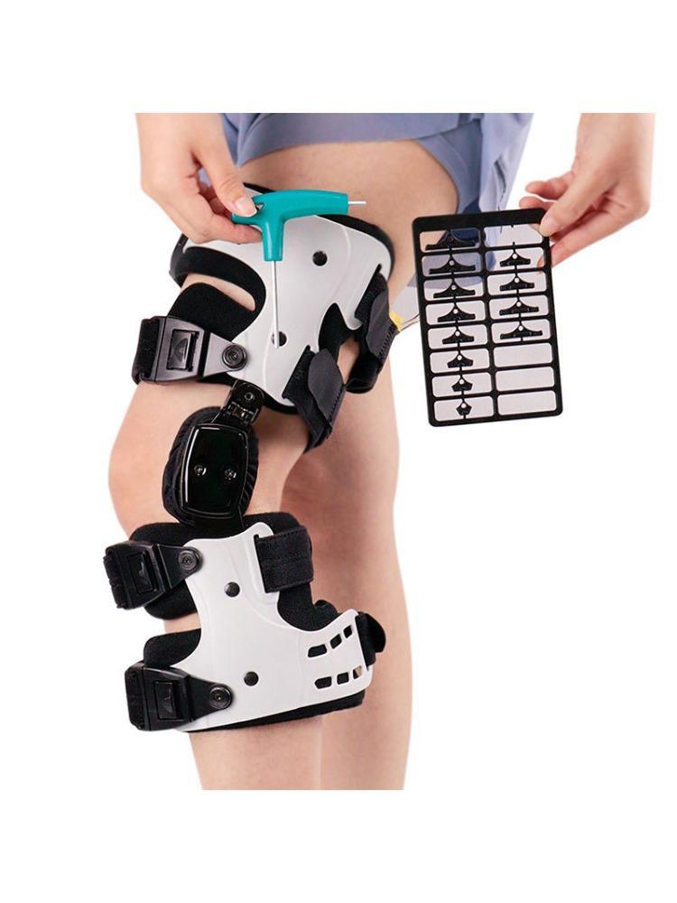 Functional Hinged Knee Support Brace, Adjustable Knee Stabilizer with Compression Wrap, Knee Unloader for Knee Instability, Swelling, Post-Injury Recovery, for Athletes & Seniors