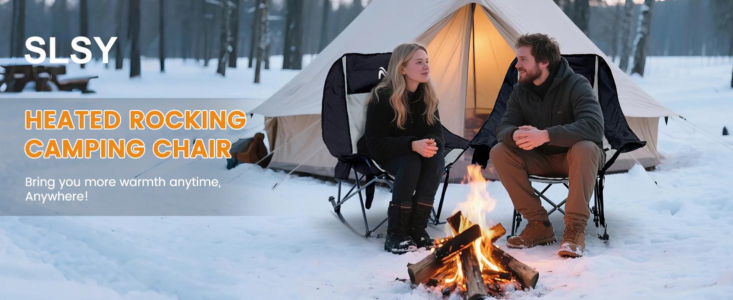 SLSY Oversized Heated Rocking Camping Chair, Outdoor Rocker Padded Recliner Folding Lawn Chaise, with Side Pockets & Carry Bag for Patio Backyard, Power bank not included SLSY Oversized Heated Rocking Camping Chair, Outdoor Rocker Padded Recliner Folding Lawn Chaise, with Side Pockets & Carry Bag for Patio Backyard, Power bank not included