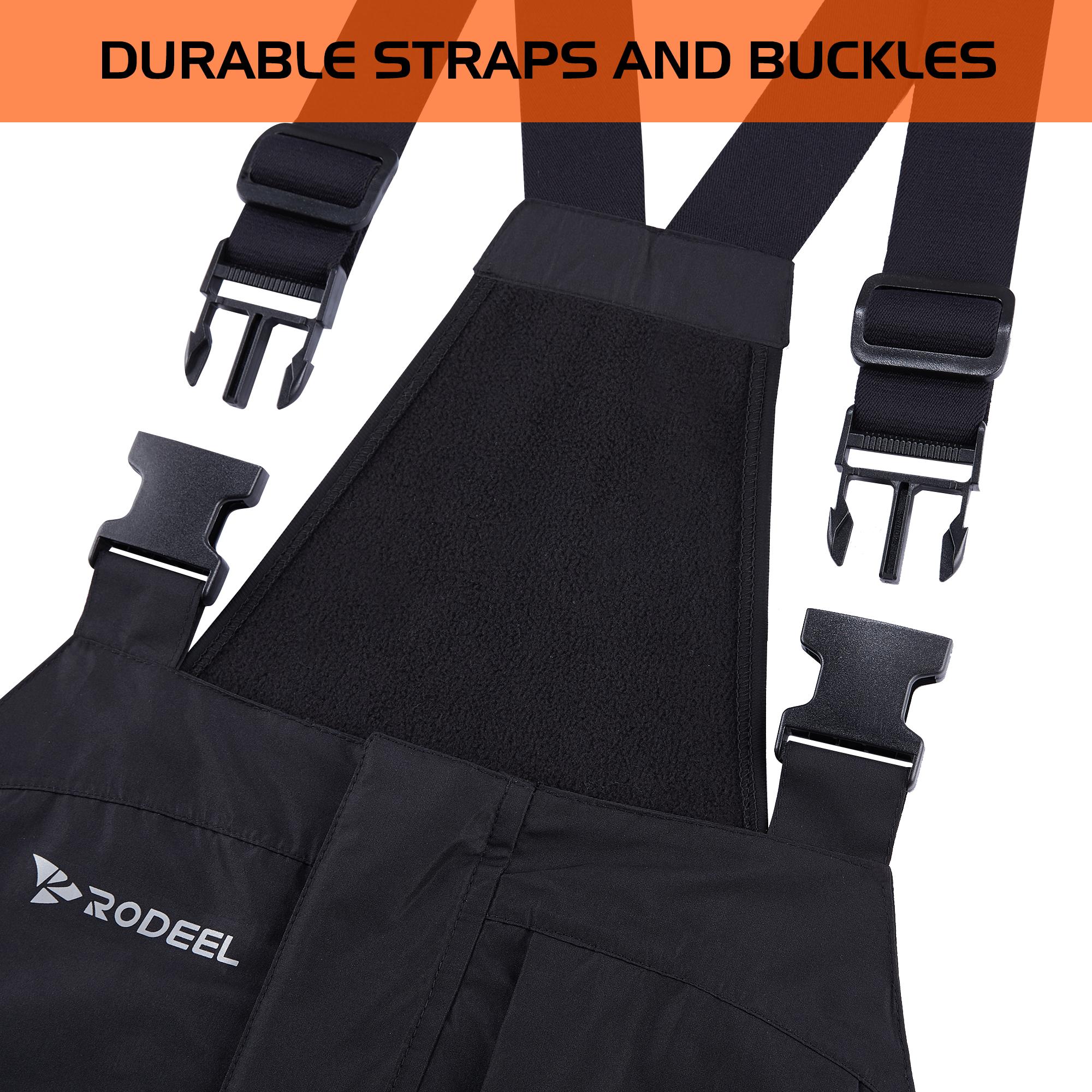 【RODEEL】724 Premium Waterproof Bib Overalls Men Tactical Rainwear with Adjustable Suspenders and Multiple Pockets Relaxed Rain Pants Workwear for Outdoor Sports Fishing Boating Car Washing Construction Landscaping Gardening Menswear, Holiday Gift