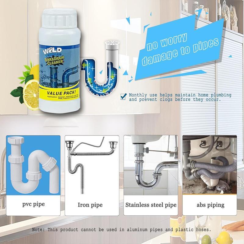 Upgrade Pipe Dredging Agent for Kitchen and Toilet Pipelines,Dissolves 200+ Blockages and Kills 99% of Bacteria.