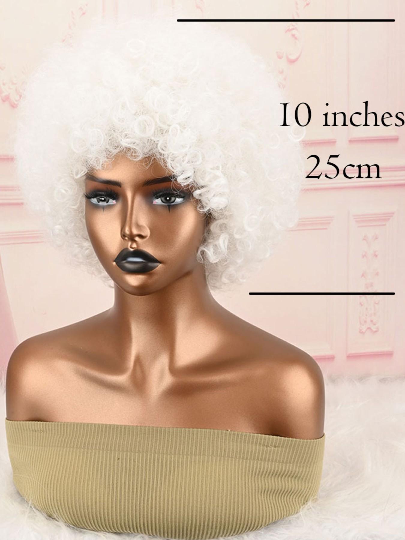 Afro Wigs for Black Women African Wigs 70s Afro Kinky Curly Huge Fluffy White Wig with Bangs Black Large and Soft Afro Wigs Natural Looking Synthetic Hair for Cosplay Halloween Daily and Party