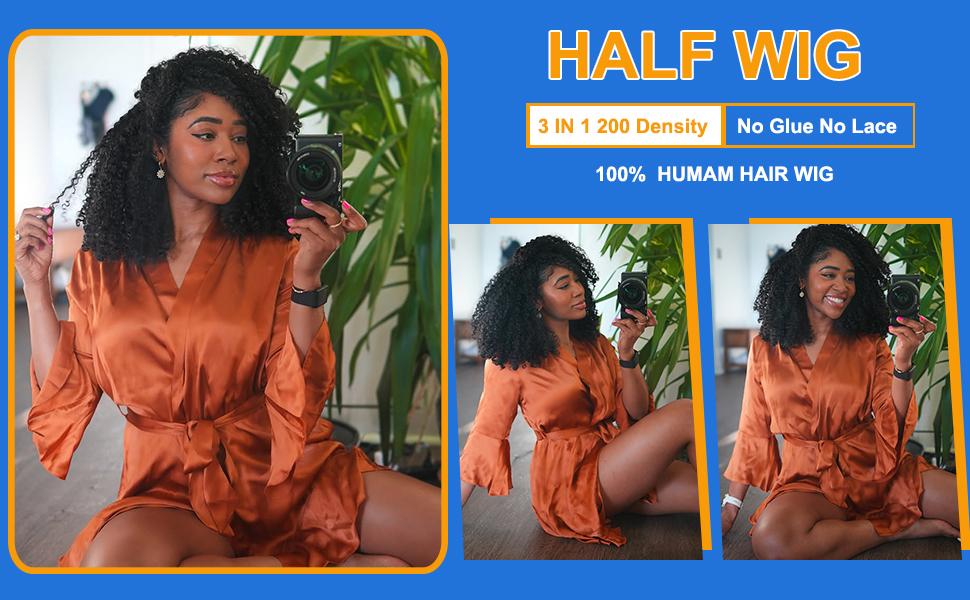 Kinky Curly Half Wig Human Hair 180 Density 3 In 1 Seamless Flip Over Half Wigs Human Hair Glueless Wear and Go Beginner Friendly Kinky Curly Wig Human Hair Drawstring Headband Wig for Women 20 Inch Kinky Curly Half Wig Human Hair 180 Density 3 In 1 Seamless Flip Over Half Wigs Human Hair Glueless Wear and Go Beginner Friendly Kinky Curly Wig Human Hair Drawstring Headband Wig for Women 20 Inch