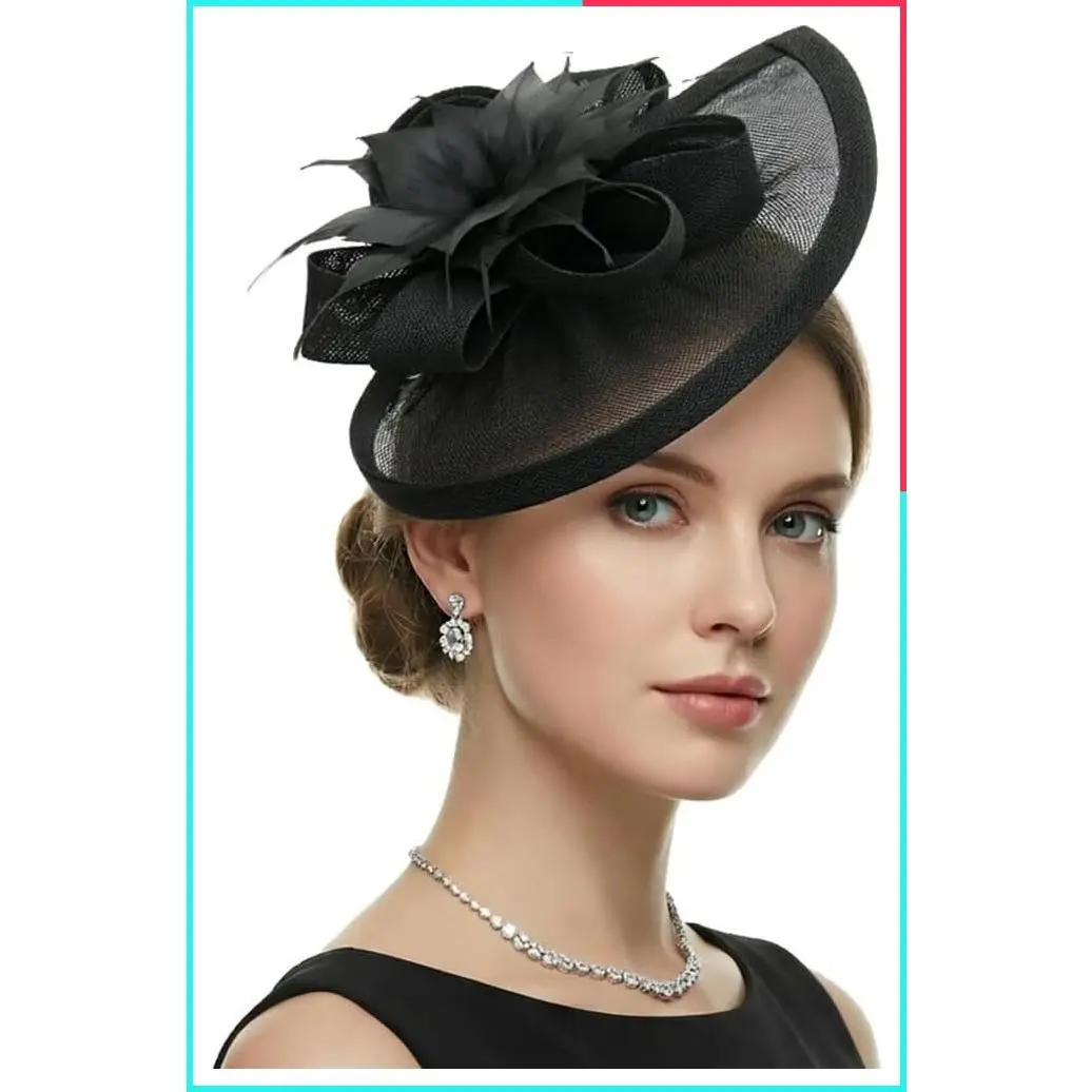 Feather Fascinator Hat Headband with Clip Flower Tea Party Headwear for Women and Girls