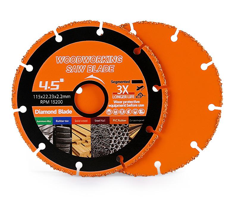 LOZLIN 2PCS 4.5" Diamond Saw Blades for Wood w/ Steel Nails, PVC, Hard Alloy - Multi-Material Angle Grinder Discs Anti-Kickback Teeth for Carpentry, Metal & DIY Power Tool