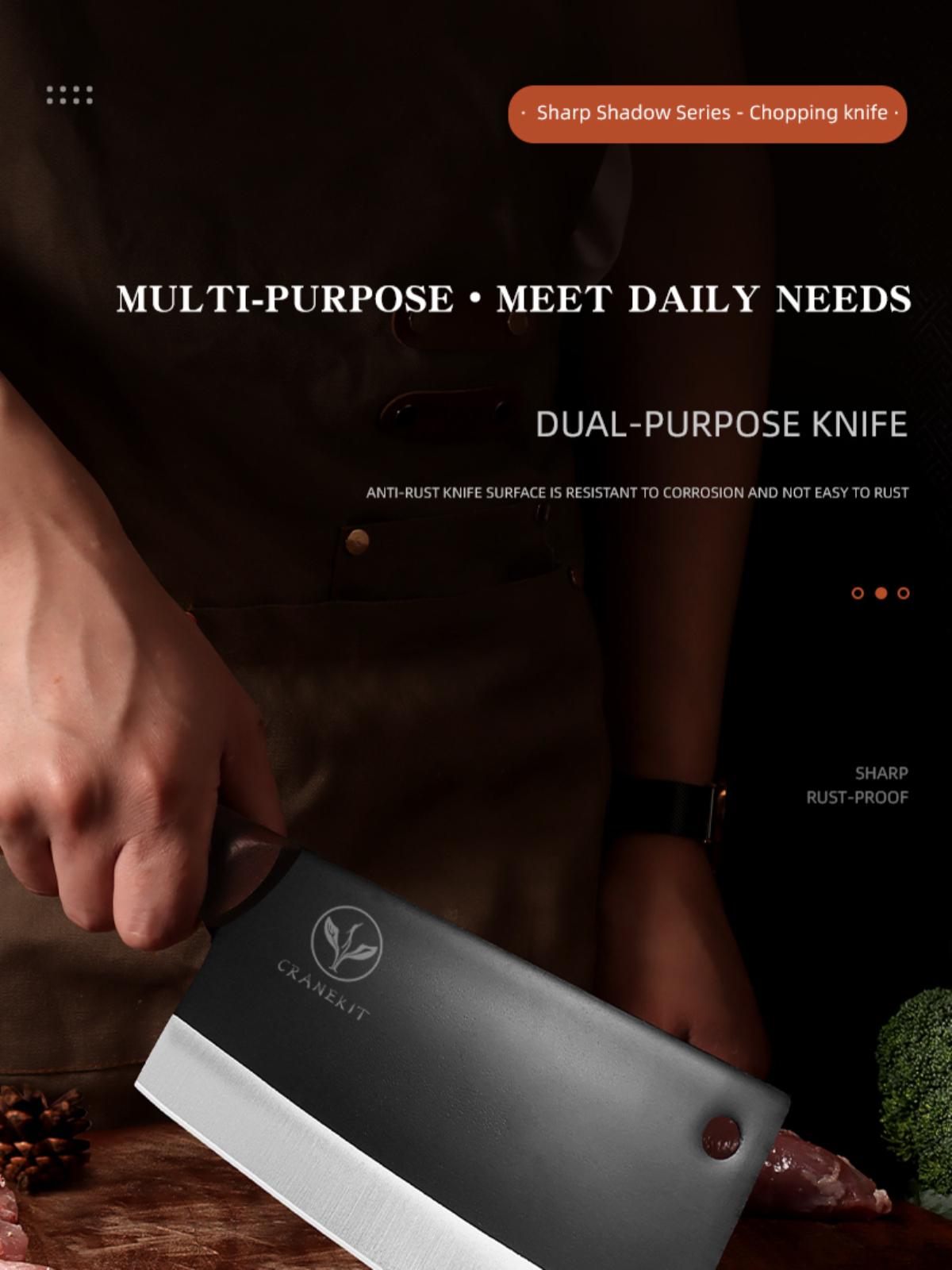 CRANEKIT Vegetable Knife - Ultra-Fast Sharp Chopping Knife for Vegetables, Bone, and All-Purpose Use in Kitchen