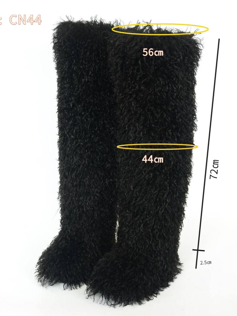 Women's Over-The-Knee Snow Boots, Round Toe Design, Textile Upper & Rubber Sole, Medium Width, Fall/winter Season, Plain Pattern