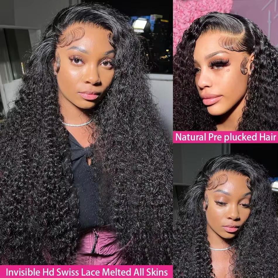 Bling Hair 13x6 Deep Curly Human Hair Wigs 13x4 Transparent Lace Frontal Wig Deep Wave Lace Front Wig For Women PrePlucked Wigs 180% Density TikTokShopHolidayHaul