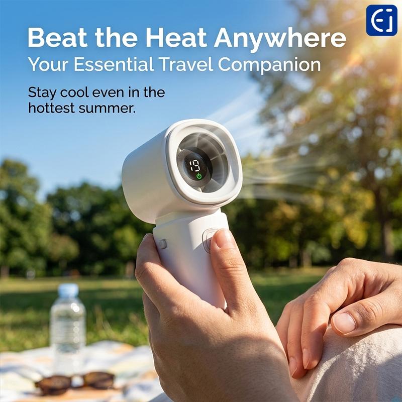 199-Speed Turbo Handheld Fan for Women Men Kids Students Office Workers Travelers Commuters Campers 3600mAh Long Battery Life Ultra-Quiet Portable USB-C Digital Display Summer Must-Have