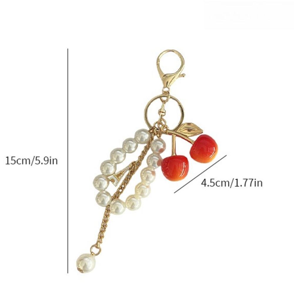 Beaded Y2K Double Cherry Keychain Charm for Women, Cute Glitter Strap ...