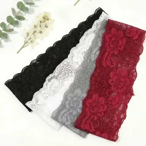 4 Pcs Lace Flower Braided Headbands for Women,Vintage Elegant Elastic Fashion Hair Bands, WideEdge Design, Suitable for Daily Use, Sports, Travel,Flower Hair Accessories, Cute Headbands, Hairbands
