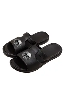 1 pair of gothic skull and rose print unisex EVA open-toe sandals, thick-soled/durable/anti-slip, a must-have item for spring and summer, suitable for indoor and outdoor wear such as in the shower/bathroom/pool and at beach parties