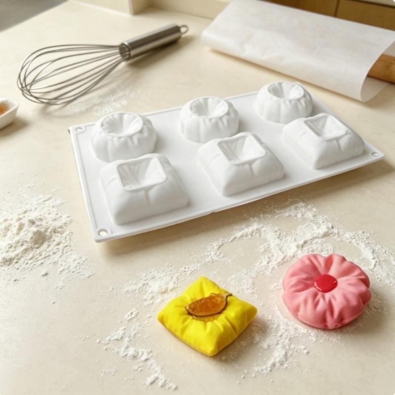 1pc  pillow-shaped silicone cake mold, 8-cavity double soft happiness design, 2 styles, non-stick, easy to release, suitable for good night gift chocolates, cakes, healing creative baking tool