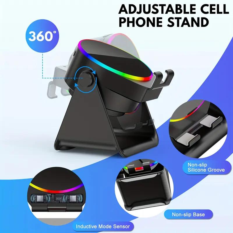 Lentorgi 4-in-1 Wireless Induction Bluetooth Speaker, Universal Speaker Stands For Surround Sound&Charger, 360° Rotating Base With LED Lights, Portable Desktop Base, Suitable For Home, Shower, Camping, And Holiday Gifts Lentorgi 4-in-1 Wireless Induction Bluetooth Speaker, Universal Speaker Stands For Surround Sound&Charger, 360° Rotating Base With LED Lights, Portable Desktop Base, Suitable For Home, Shower, Camping, And Holiday Gifts