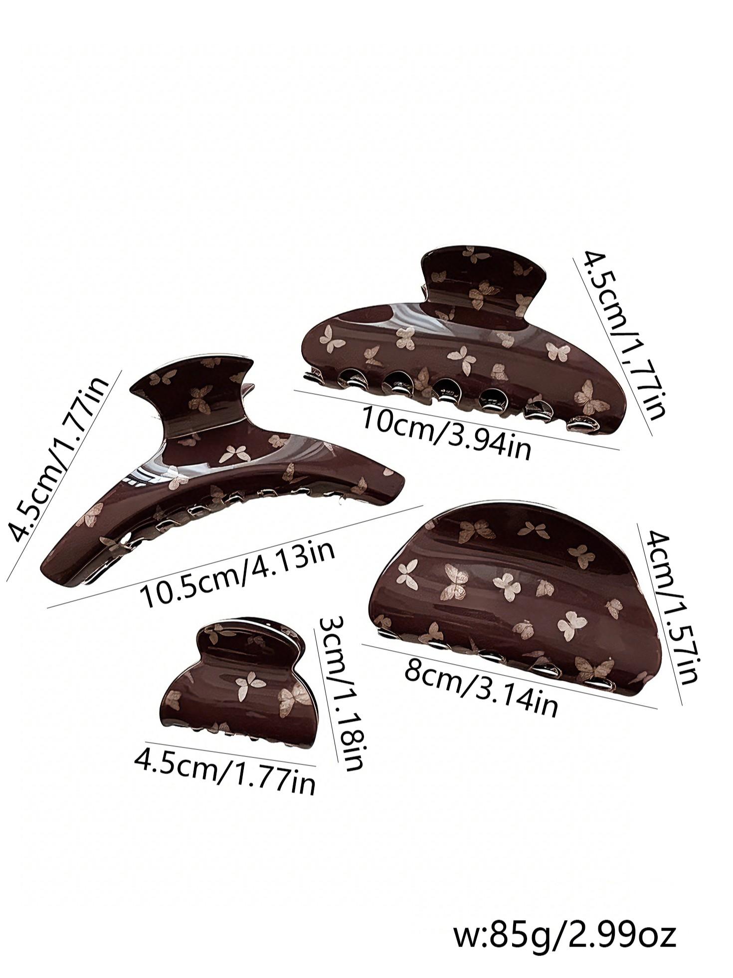 Vintage Elegant Butterfly Print Hair Claw Clip, Versatile Back-Of-Head Hairstyle Shark Clip, Stylish Hair Accessory for All Seasons