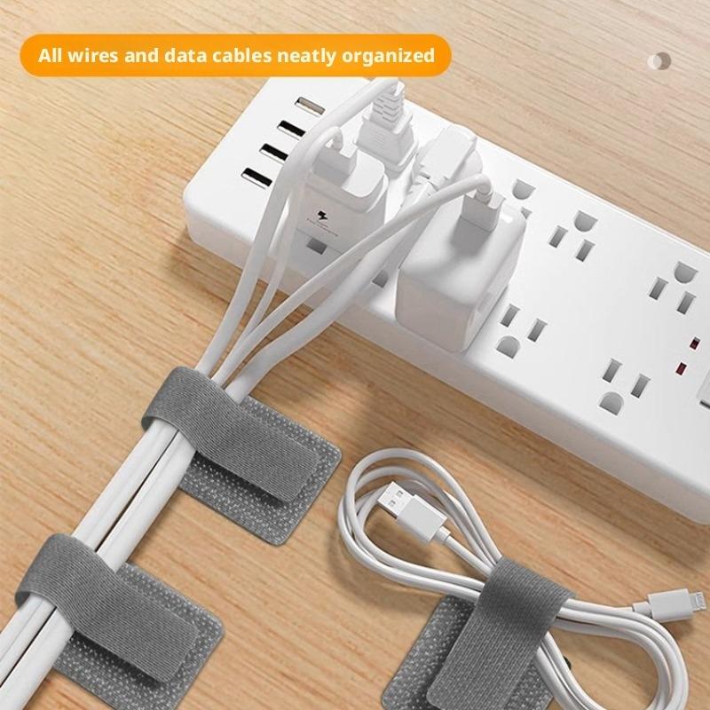 Cable Organizer, Power Cord & Data Cable Management, Velcro Cable Ties, Self-Adhesive Wire Fixing Clips for Ethernet & Power Cords