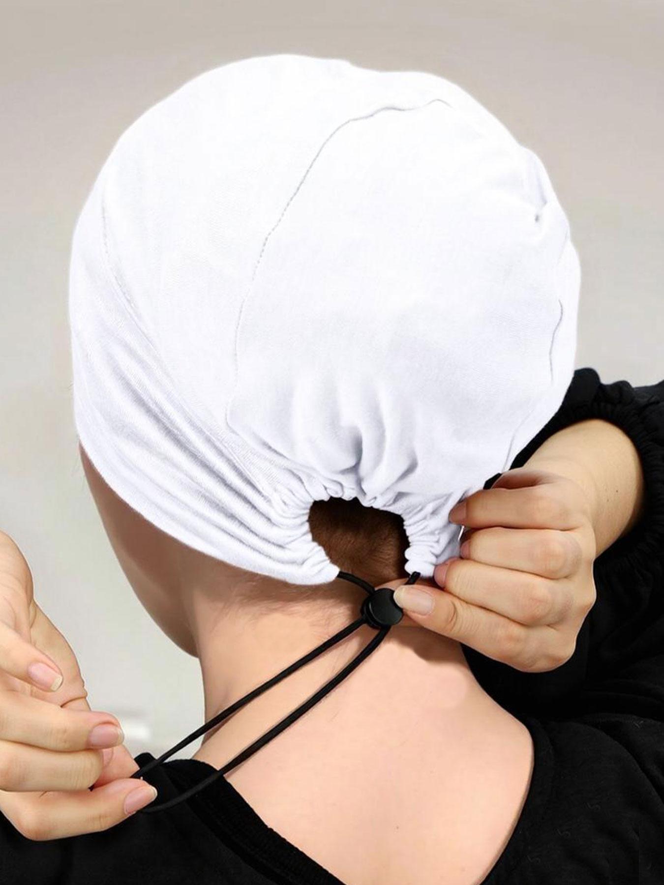 Women Modal Turban Hijab Caps with Tie Back, Adjustable Jersey Wraps, Solid Color Basic Underscarf Abaya Accessory, Daily Wear Veil