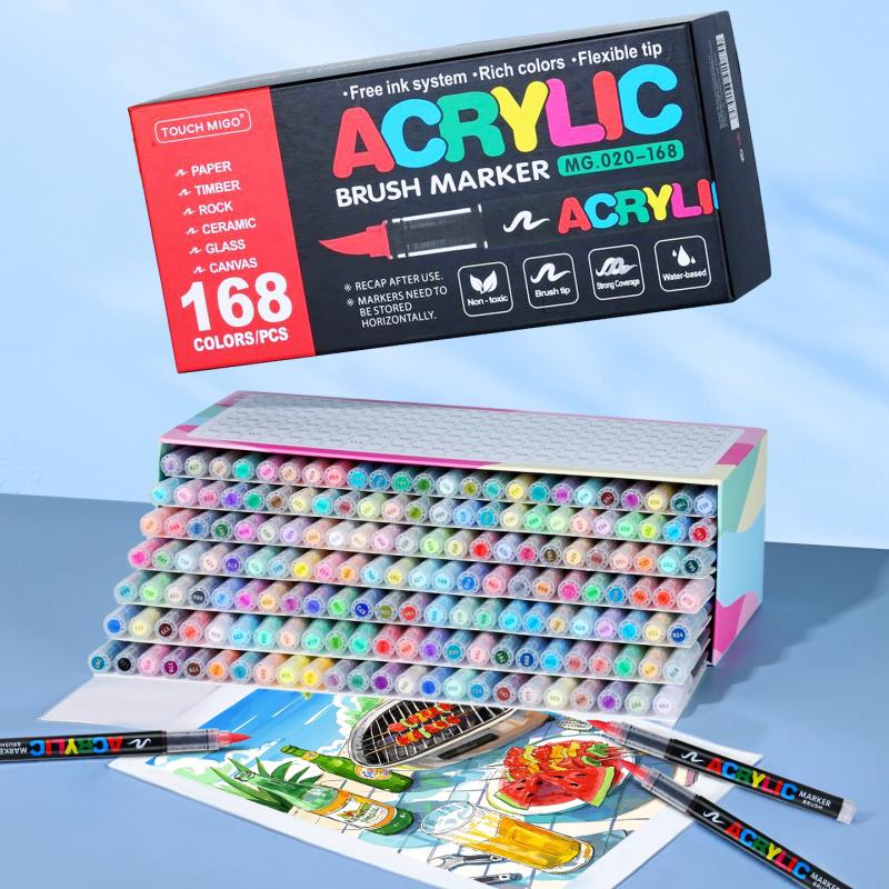 Acrylic Paint Markers, Soft Brush Tip Pens and Markers, Acrylic Paint Pens for Wood, Stone, Canvas, Glass, Fabric, Egg, Rock Painting and DIY Crafts Art Supplies, Art Markers Set,Permanent,Washable,Quick-Drying,Waterproof Acrylic Paint Markers, Soft Brush Tip Pens and Markers, Acrylic Paint Pens for Wood, Stone, Canvas, Glass, Fabric, Egg, Rock Painting and DIY Crafts Art Supplies, Art Markers Set,Permanent,Washable,Quick-Drying,Waterproof