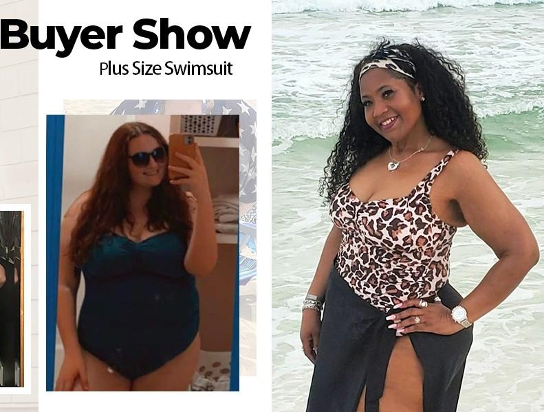 Daci Women Plus Size One Piece Swimsuits Tummy Control Vintage Ruched Bathing Suits Retro Swimwear