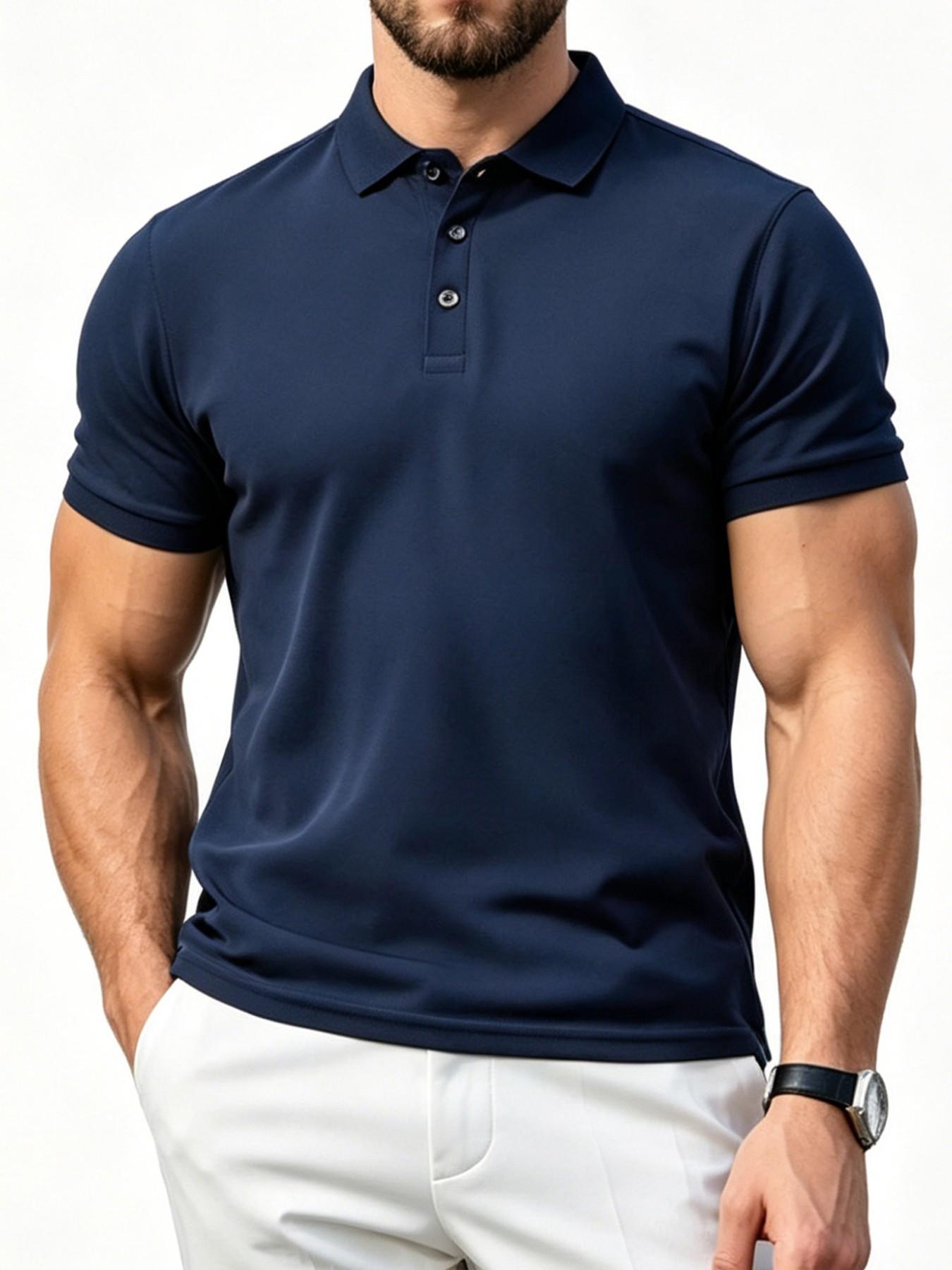 Unisex Short Sleeve T-Shirt, Solid Color Casual Polo Shirt, Breathable Quick Dry Workout Gear, Ideal for Sports, Running, Daily Wear
