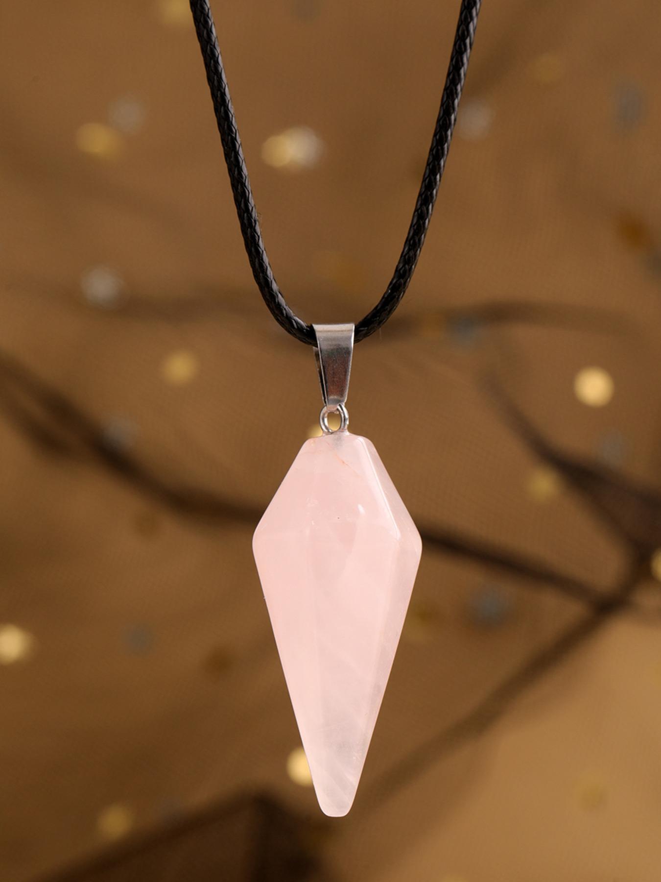 3pcs Natural Crystal Set, Rose Quartz Necklace Set, Women's Quartz Pendant Jewelry, Spiritual Energy, Birthday Gift, Holiday Gift