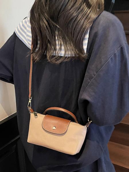 Simple retro contrast color shoulder handbag, metal snap embellishment adjustable shoulder strap crossbody bag, Crossbody Purses, fashionable and versatile, small and exquisite, suitable for daily outings, dates, etc.