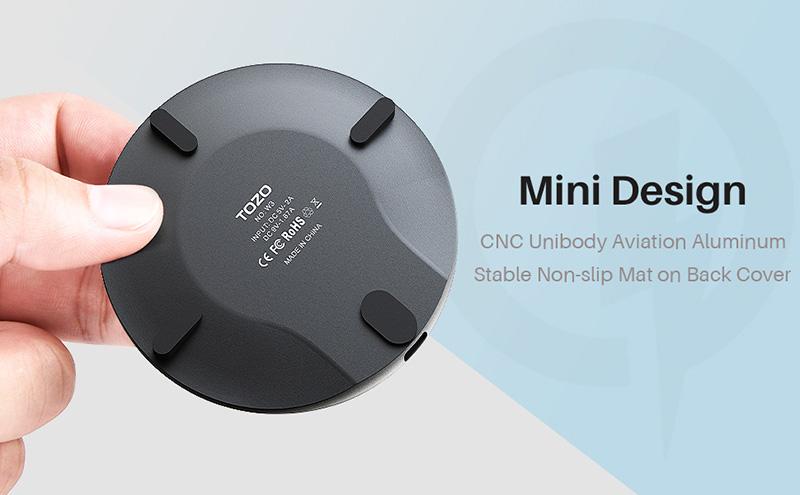 TOZO W3 Wireless Charger, 10W Qi-Certified Fast Charging Pad with Aviation Aluminum Computer Numerical Control Technology Compatible with iPhone 16 15 4Series, Samsung Galaxy Series NO AC Adapter Smartphone Cellphone Electronic Mobile Smartphone Cellphone