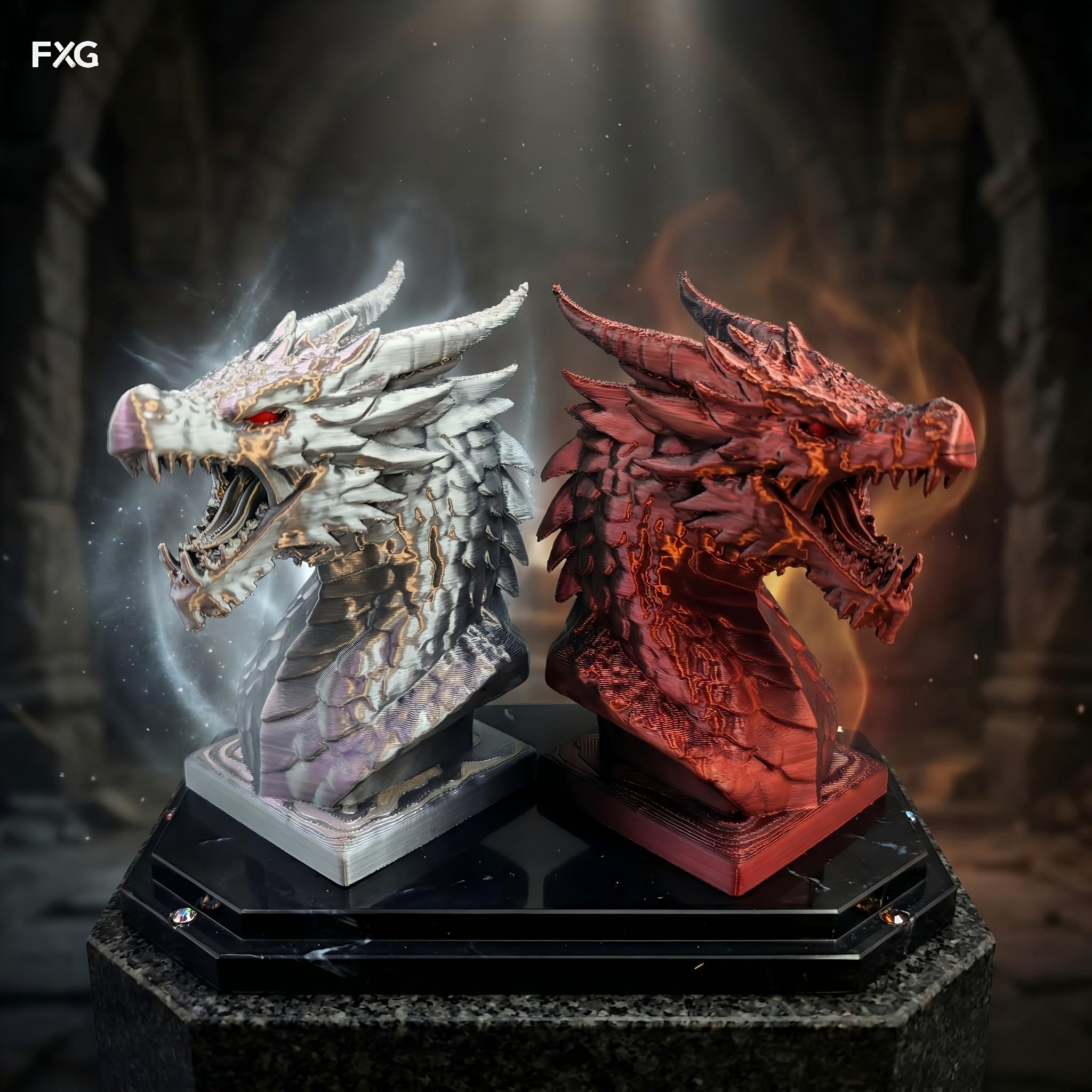 Collectible Dragon Head Decorative Half-Body Statue, Desktop Ornament, Home Room Bookshelf Decoration, Fantasy Style Sculpture Gift