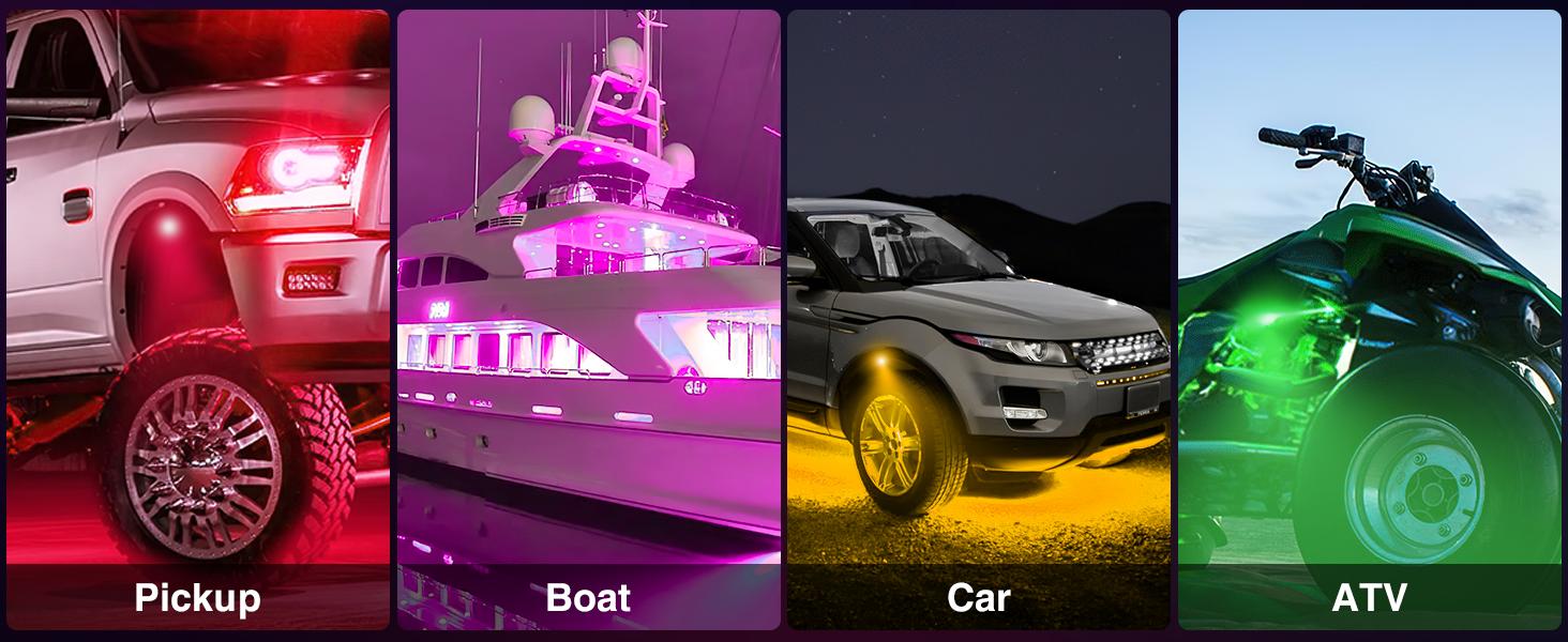 Nilight RGB LED Rock Lights Kit 4 PCS 18LED Wide Angle Wheel Well Light with Remote & Bluetooth App Dual Control Multi Modes Underglow Multicolor Neon Pod dealsforyoudays Nilight RGB LED Rock Lights Kit 4 PCS 18LED Wide Angle Wheel Well Light with Remote & Bluetooth App Dual Control Multi Modes Underglow Multicolor Neon Pod dealsforyoudays