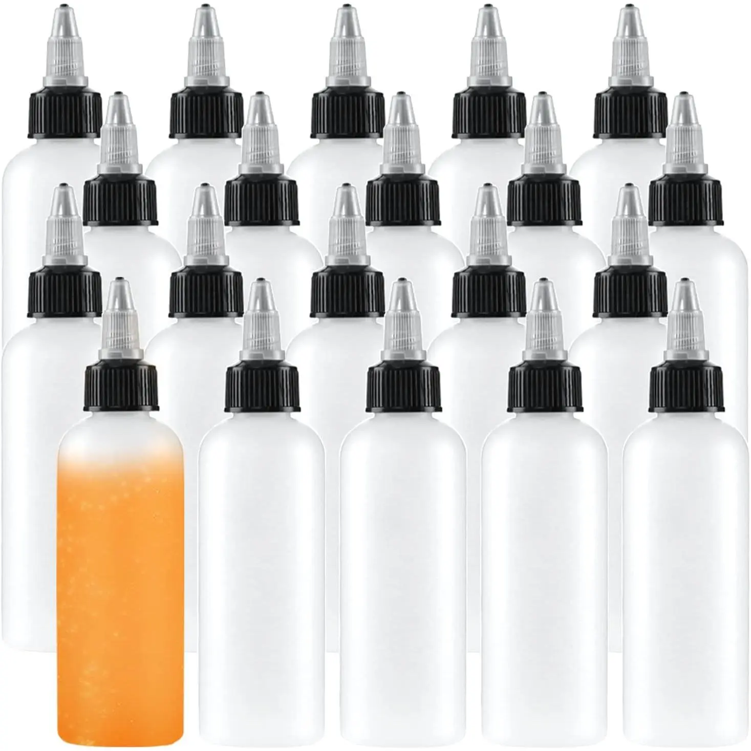 20 Pack 4oz  Squeeze Bottles,Clear Dispensing Bottles with Twist Top Cap,Plastic Squeeze Bottle for Crafts,Kitchen,Household