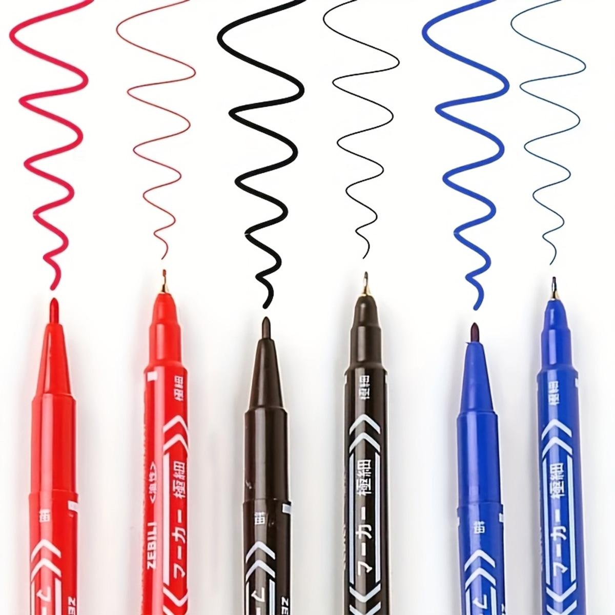 10 pcs double-ended markers, multi-color sketch pens, black, red, blue, smooth writing, quick-drying and smudge-proof markers, waterproof and fade-resistant lining, suitable for drawing and writing, office supplies, school supplies, ideal holiday gifts