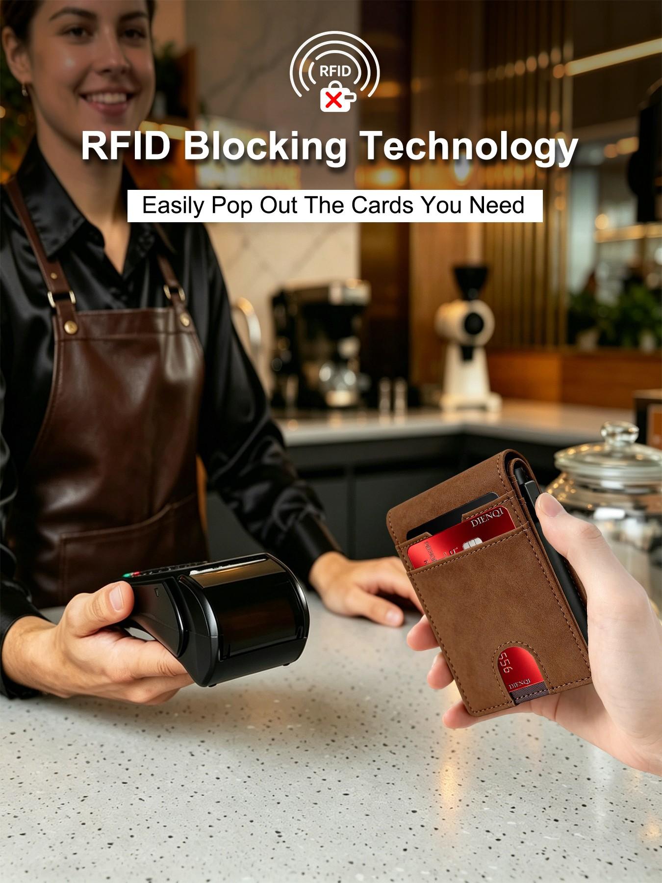 Men's Magnetic Wallet Coin Purses RFID Blocking Bank Credit Card Holder Purses Clutch Bag Slim Smart Wallets Man Mini Card Case RFID Protected Wallet
