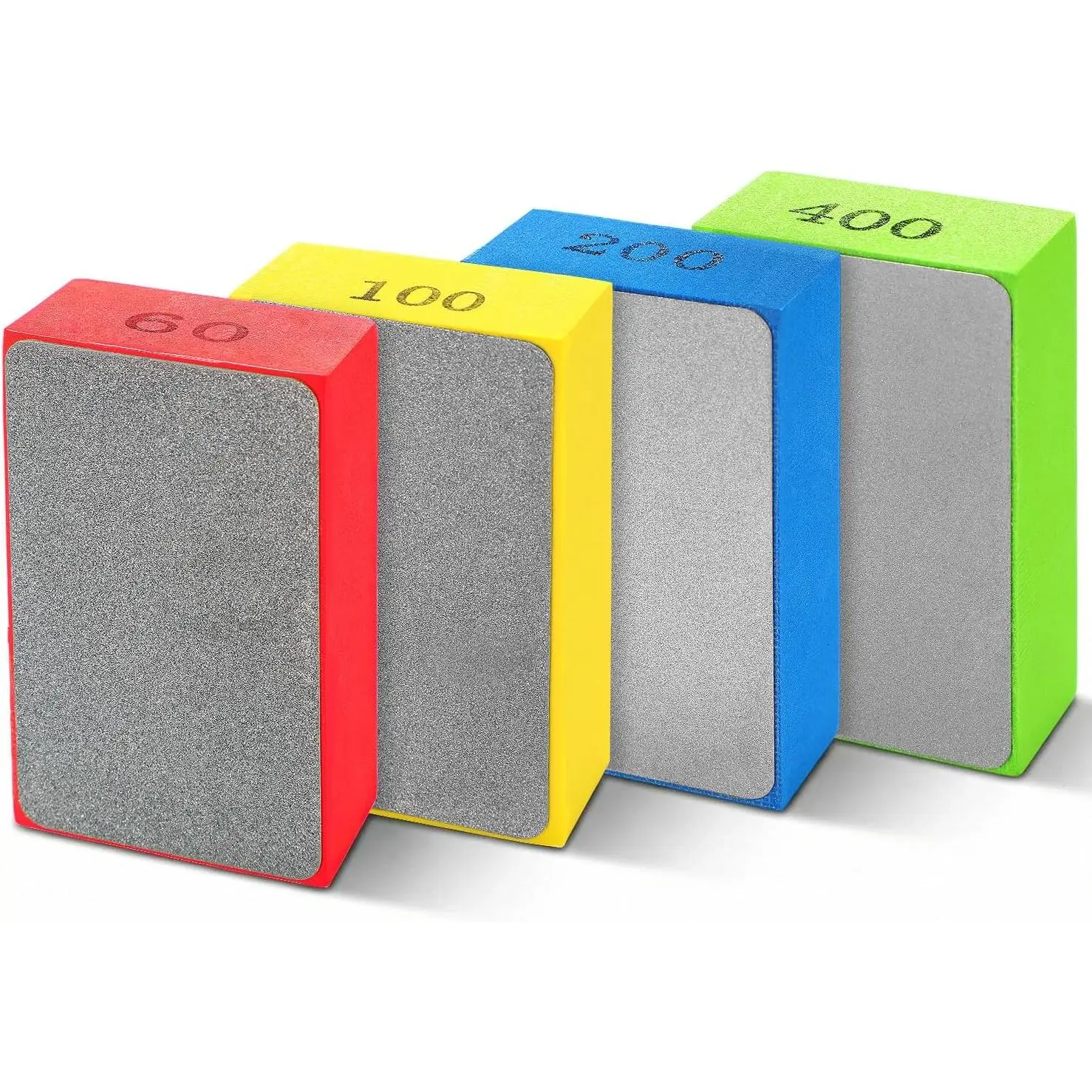 4 Pcs Hand Polishing Pads, Sanding Pad Reusable Sanding Block for Concrete Stone Marble Tile Stone Grinding, 60#, 100#, 200#, 400#