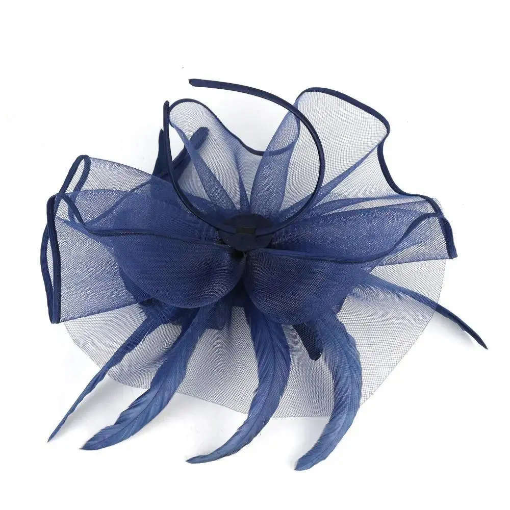 Stylish Top Hat Headband Formal Dress Luxury Fascinator Headdress Exquisite British Retro Wedding Feather Hat Headband