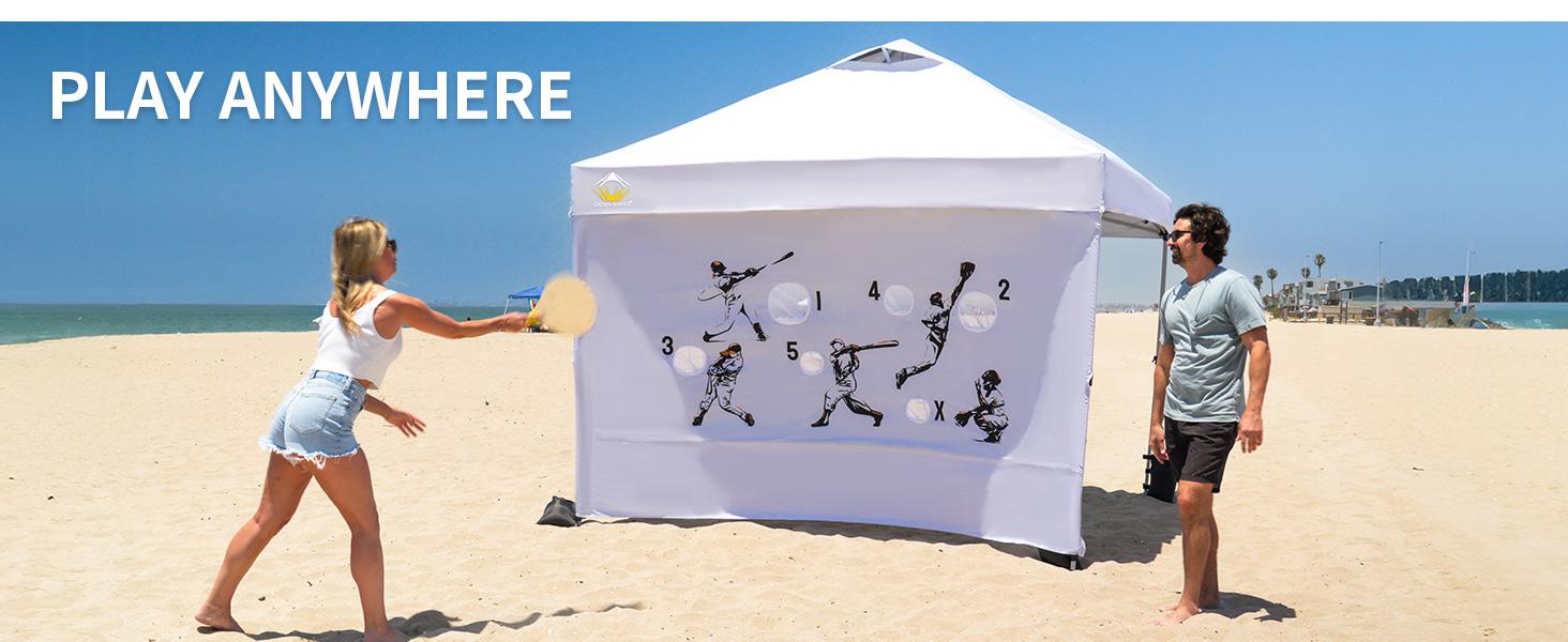 CROWN SHADES Toss Game Netting with 2 Balls - Outdoor Games for Kids, Adults and Family - Easy Setup for Tailgating, Patio, Lawn, Porch, Beach, Backyard (White) CROWN SHADES Toss Game Netting with 2 Balls - Outdoor Games for Kids, Adults and Family - Easy Setup for Tailgating, Patio, Lawn, Porch, Beach, Backyard (White)