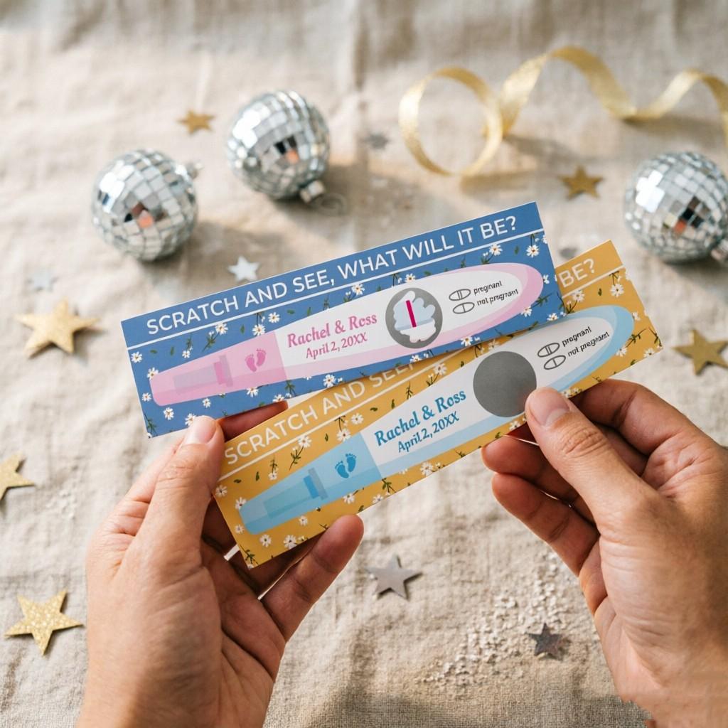 Creative Pregnancy Test Stick Shape Gender Reveal Scratch Card, Scratch and See Surprise Card, Baby Party/pregnancy Announcement, Interactive Baby Gender Prediction Card