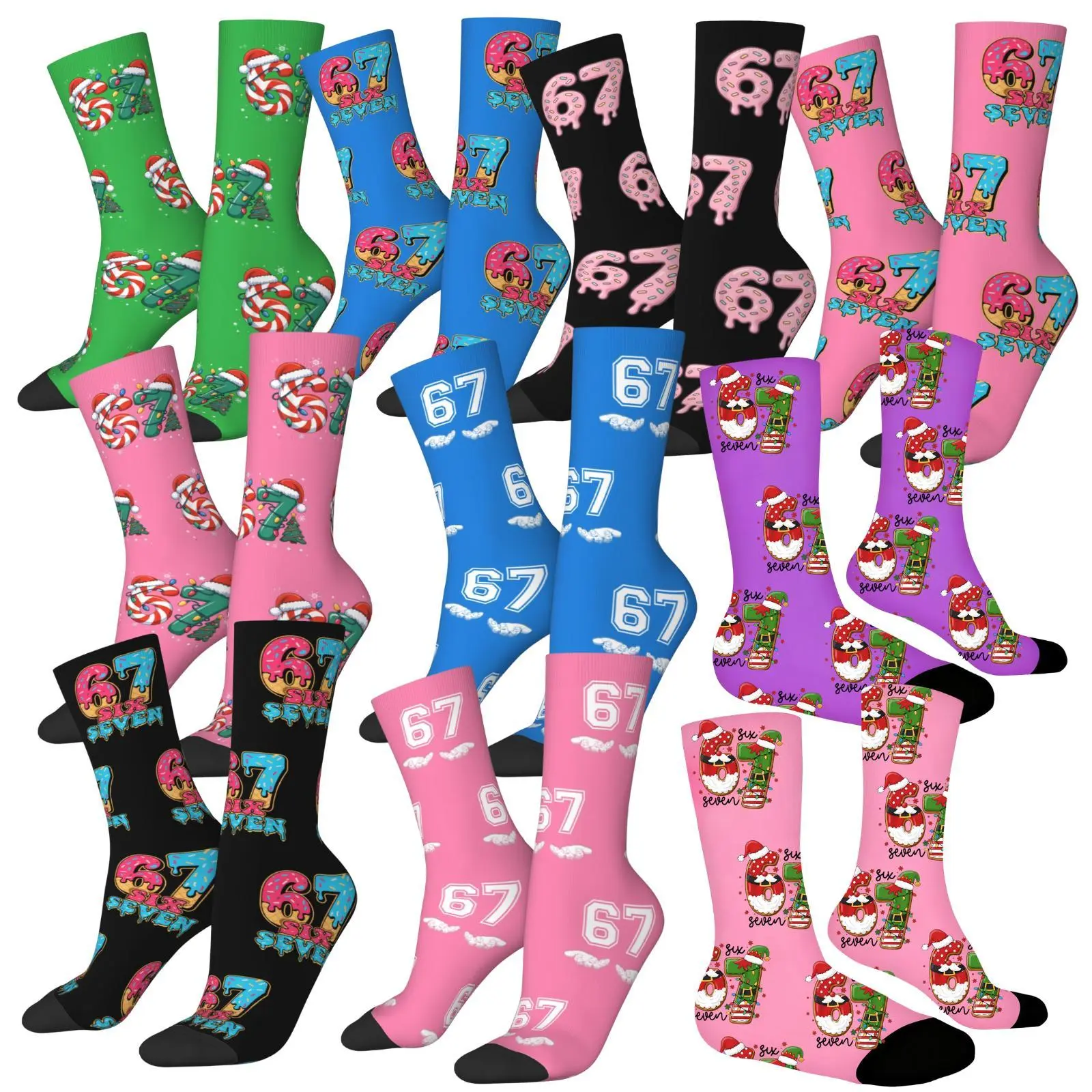 67 Socks Meme 6 7 Socks Funny Six Seven Christmas Socks Design Novelty Socks