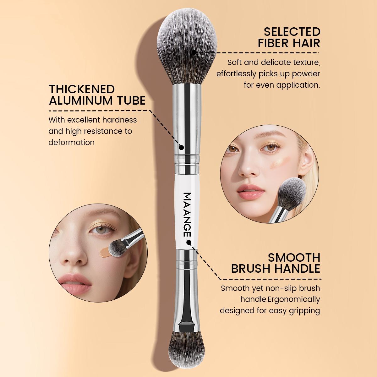 MAANGE 12pcs Synthetic Makeup Brushes Set with Cosmetic Bag, Foundation Brush Loose Powder Brush Highlight Brush Contour Brush Concealer Brush Eyeshadow Brush Blending Brush Eyebrow Brush Nose Shadow Brush Eyeliner Brush, Gift for Women & Girls