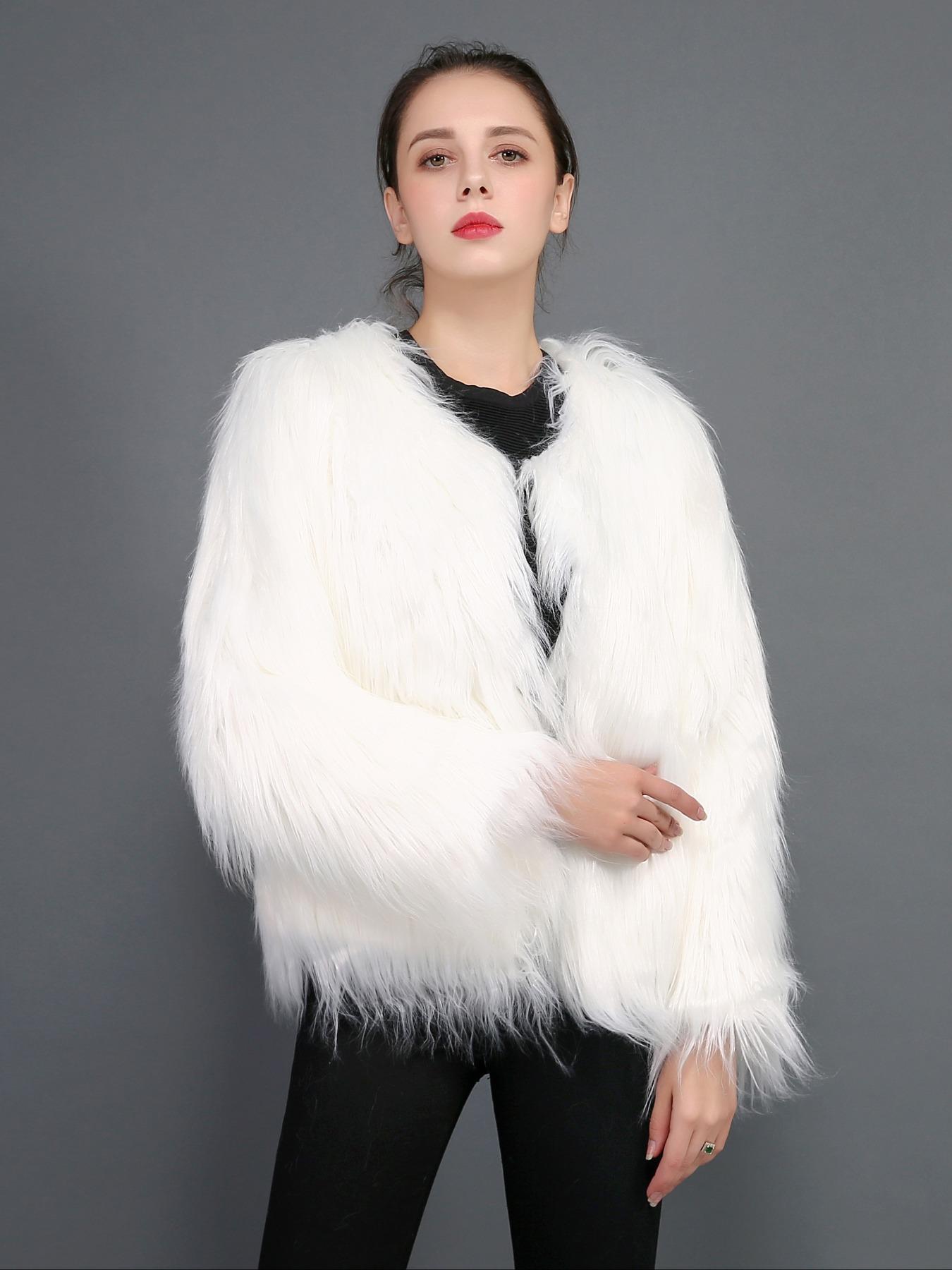 Women's Faux Fur Coat Soft Comfortable Casual Daily Fall Winter Warm Fashion Short Artificial Fake Cashmere Jacket