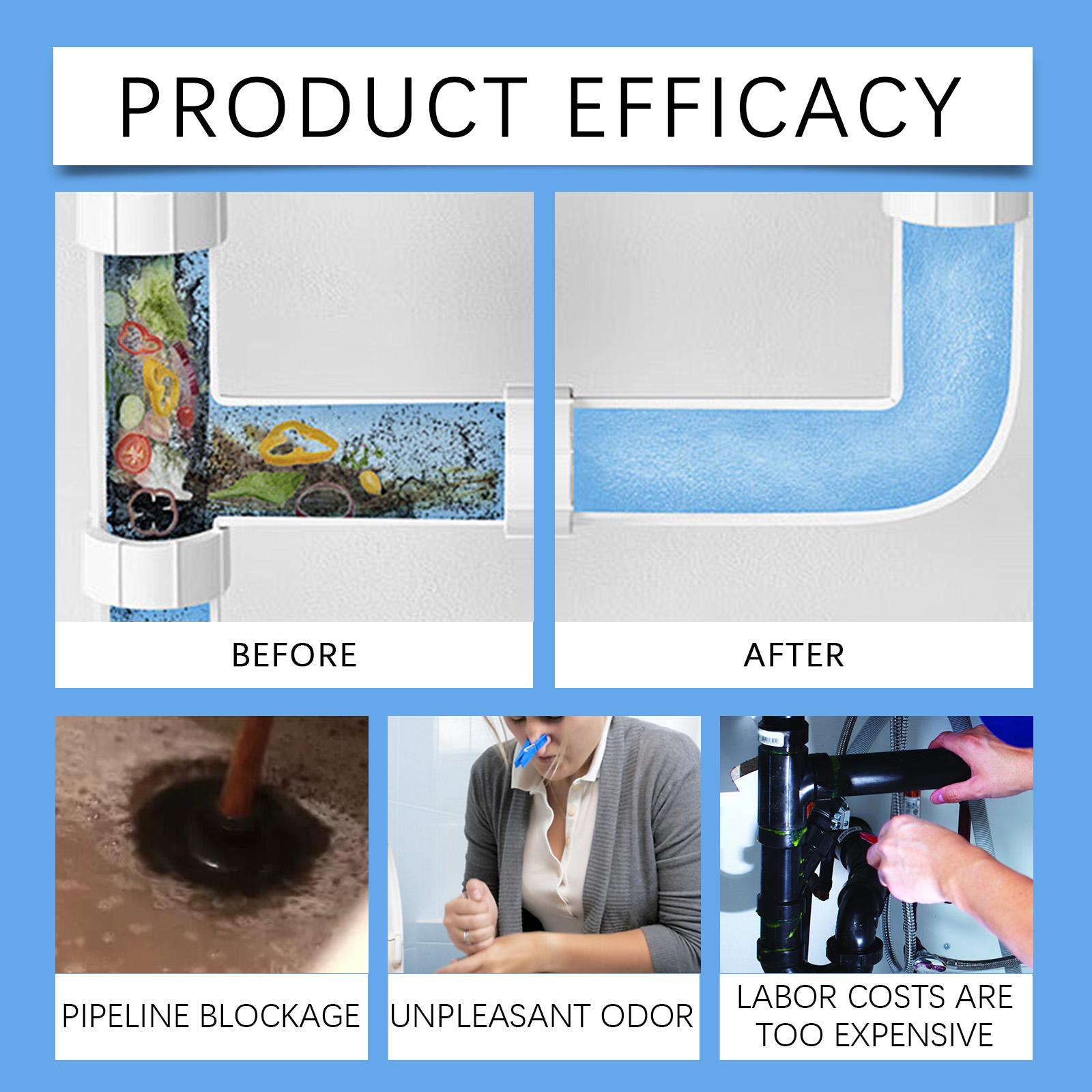 Jakehoe Drain Pipe Unclogging Powder - Cleans, Dissolves, Unclogs, and Removes Scale from Kitchen, Toilet, Sink, and Plumbing Pipes