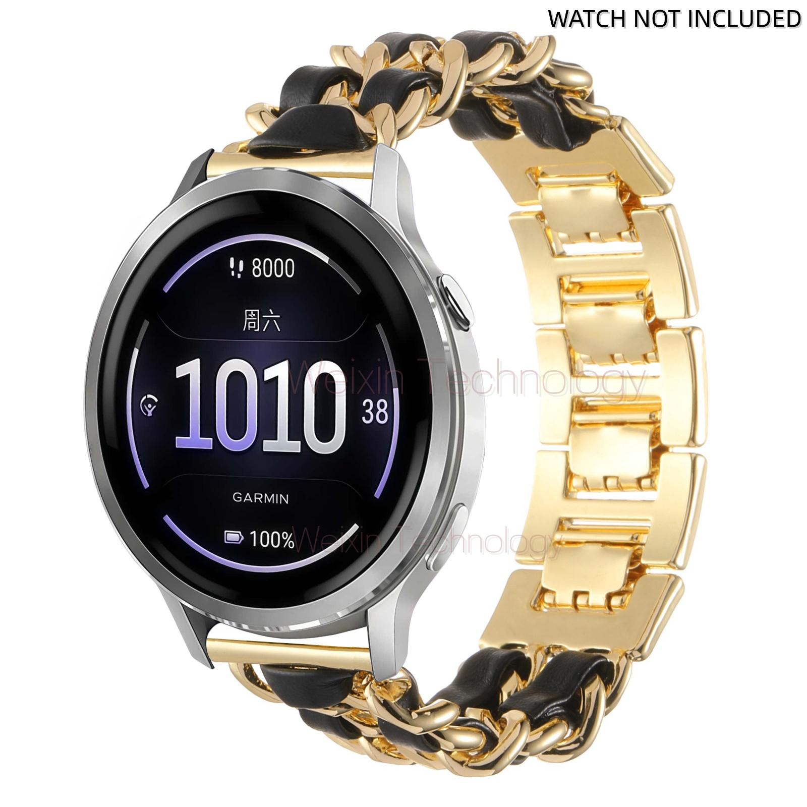 Suitable for Garmin Venu 3 strap 45mm/Venu 4 45mm/Venu2/Vivoactive 4, 22mm quick release steel metal strap replacement strap, suitable for Forerunner 570-47mm/265/255 women's Cuban strap