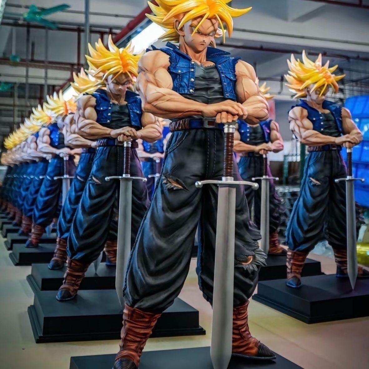 One Piece Dragon Ball Super Trunks Figure， Super Saiyan Sword Pose with Starry Sky Scene，Unboxing Trunks Super Saiyan Statue! Must-Have DBZ Collectible for Anime Fans，Stunning Trunks Action Figure, Perfect Desk Decor for Dragon Ball Otakus ﻿