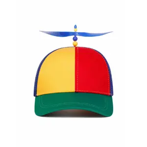Adult Rainbow Helicopter Propeller Hat, Unisex Adjustable Novelty Cap, Unique Party Costume Accessory