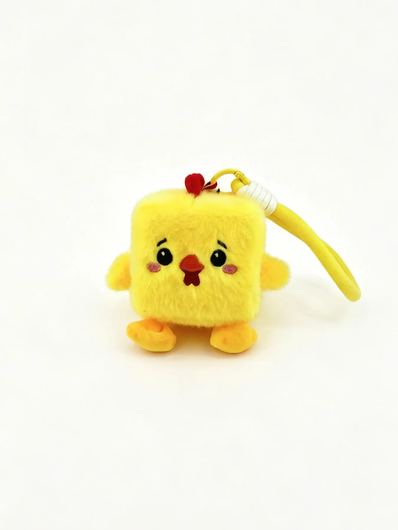 Cute Chicken Plush Keychain, Soft and Cozy Plush Material, Bright, Comb, Stitched Mouth and Cheeks, Durable Woven Strap