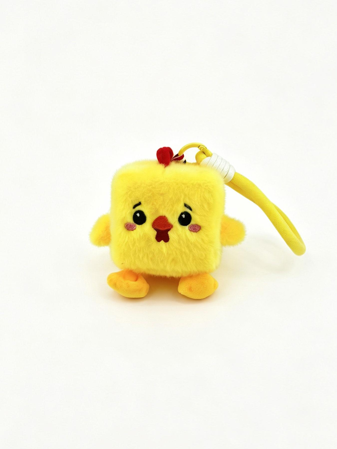 Cute Chicken Plush Keychain, Soft and Cozy Plush Material, Bright, Comb, Stitched Mouth and Cheeks, Durable Woven Strap