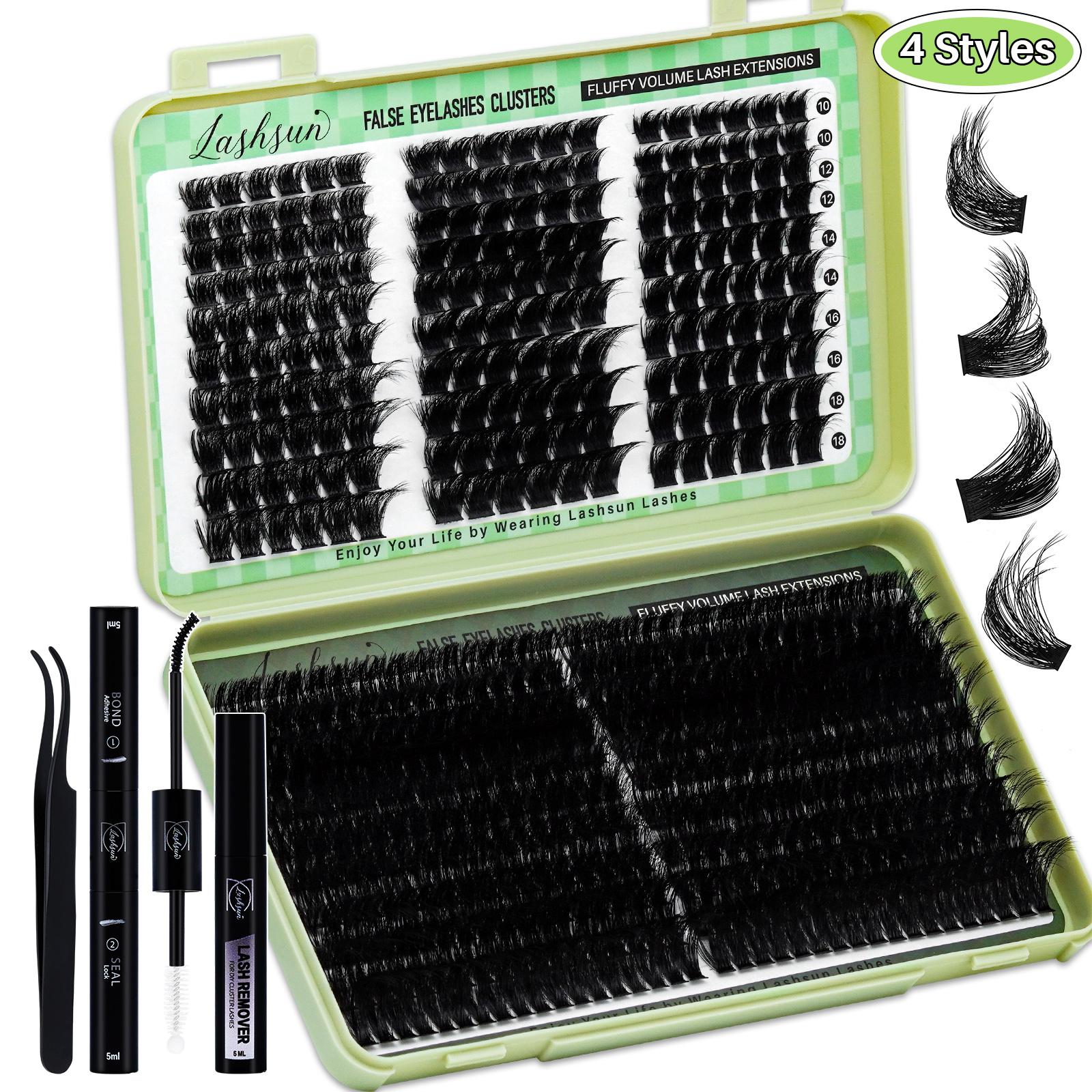 540Pcs D Curl 4 styles 10-18mm/14-22mm Mixed Length Volume & 3D Effect DIY Eyelash Extensions Individual Lashes Kit Soft And Comfortable False Eyelashes Long-Lasting Lashes Kit With Lash Bond&Seal Lash Remover And Tweezers Eyelash At Home For Daily Life